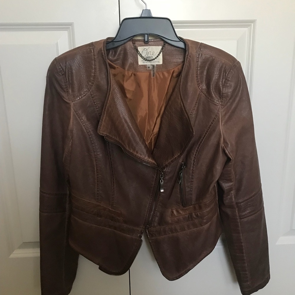 Brown leather jacket